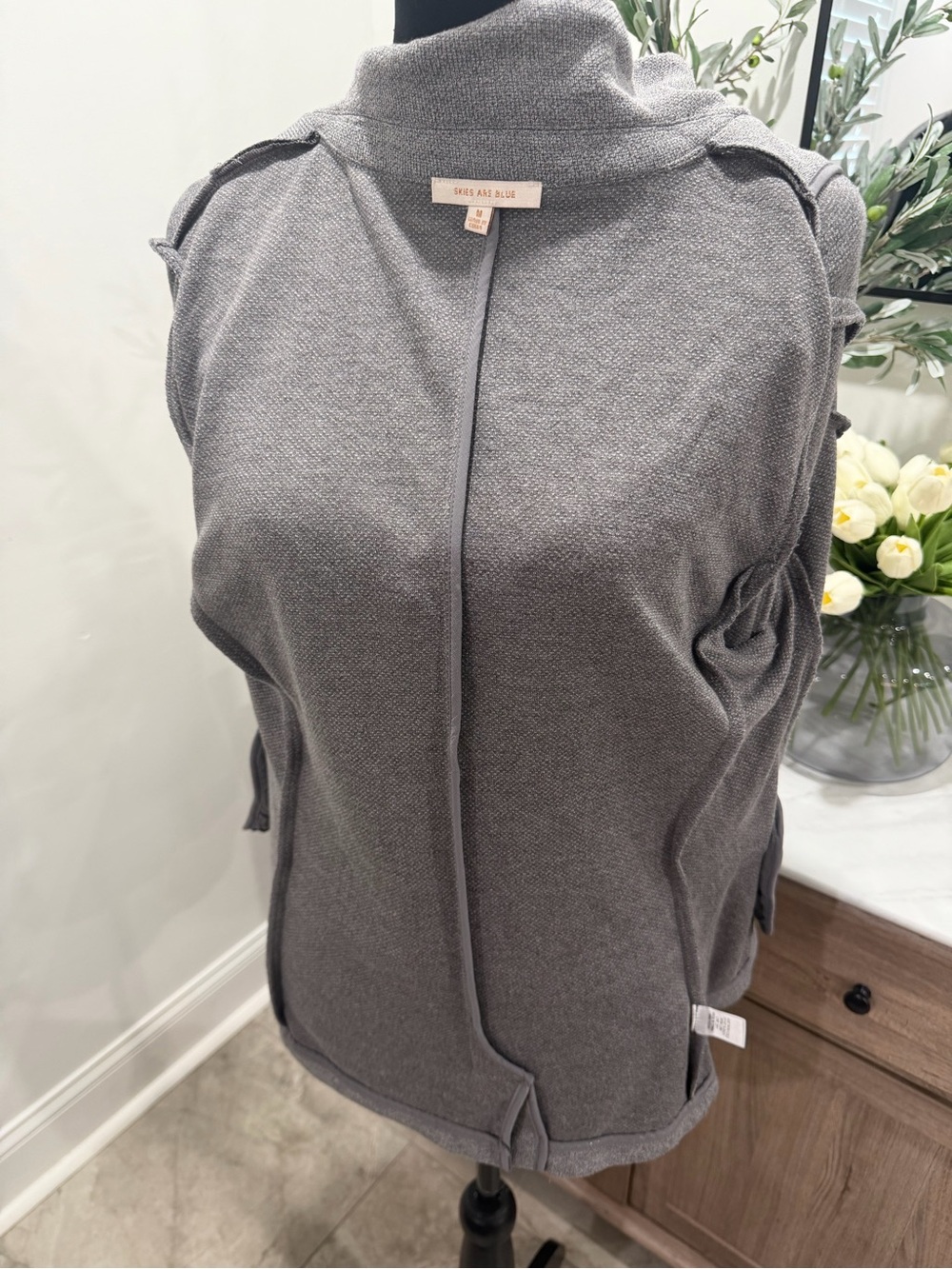 Skies Are Blue Gray Asa Knit Blazer Size M - Picture 10 of 13